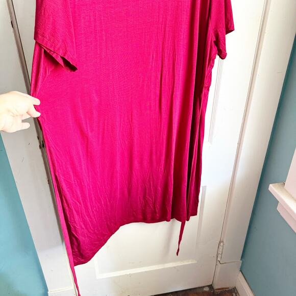 Ulla Popken Red Knit Rayon Blend Relaxed Fit Faux Wrap Dress Size 24/26 Career - Picture 11 of 11